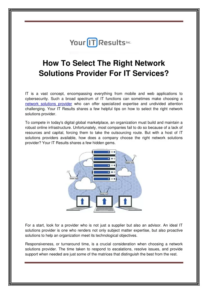 how to select the right network solutions