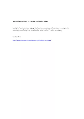 top headhunters calgary it executive headhunters