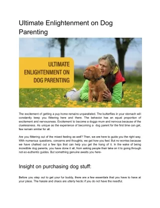 Ultimate Enlightenment on Dog Parenting