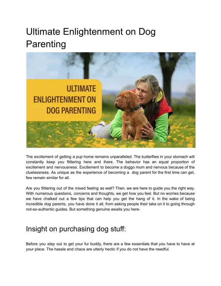 ultimate enlightenment on dog parenting