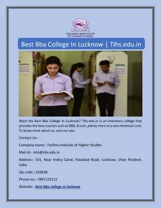 Best Bba College In Lucknow | Tihs.edu.in