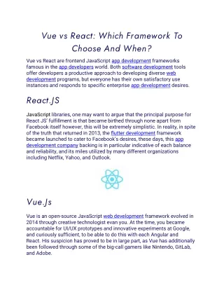 vue vs react which framework to choose and when