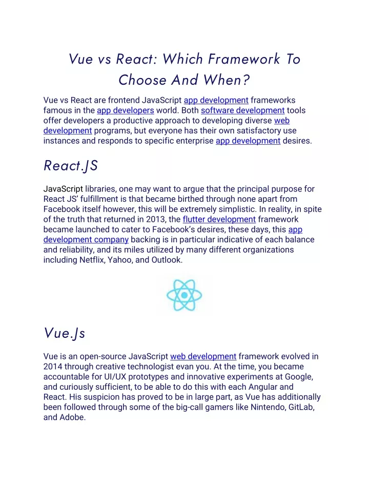 vue vs react which framework to choose and when