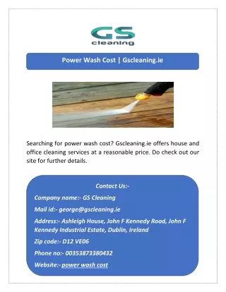 Power Wash Cost | Gscleaning.ie