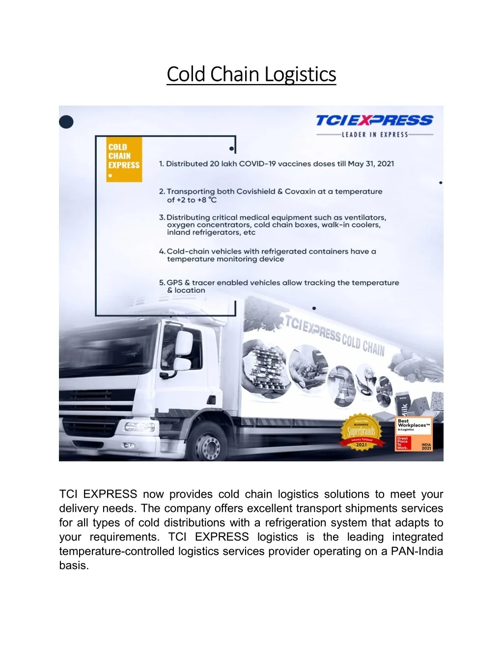 PPT - Cold Chain Logistics PowerPoint Presentation, free download - ID ...