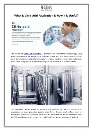 what is citric acid passivation how it is useful
