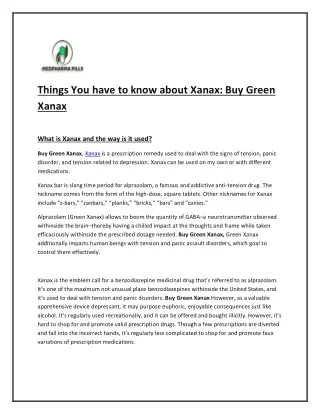things you have to know about xanax buy green