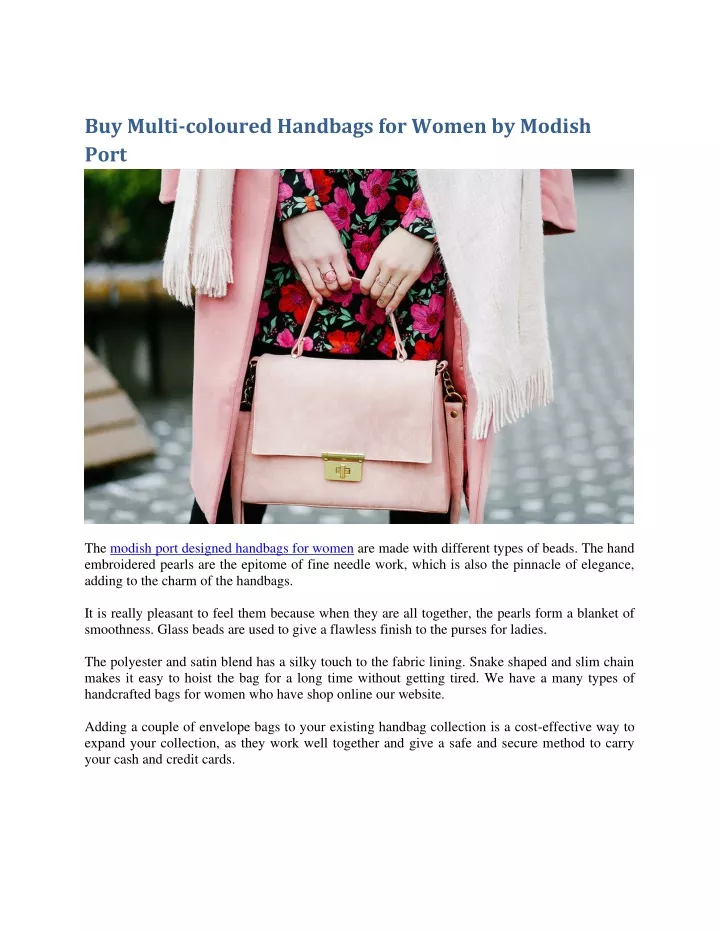 buy multi coloured handbags for women by modish