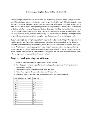 determine your ring size tanzanite ring selection