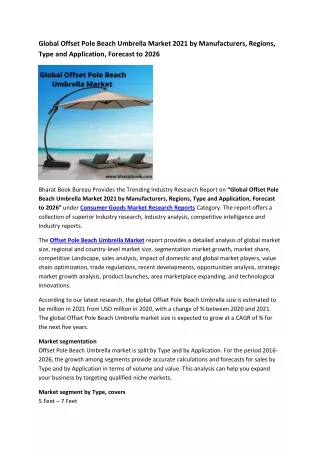 global offset pole beach umbrella market 2021
