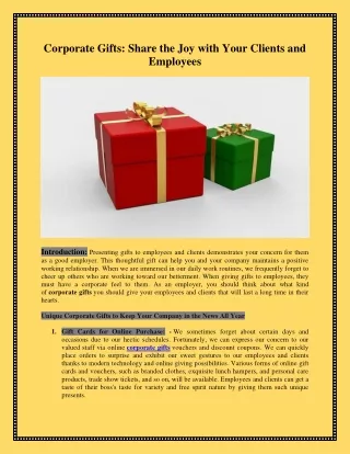 Corporate Gifts: Share the Joy with Your Clients and Employees
