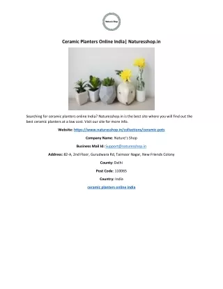 Ceramic Planters Online India| Naturesshop.in