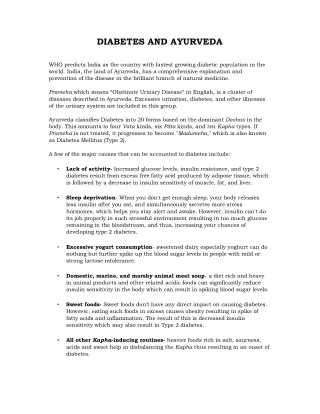 diabetes and ayurveda