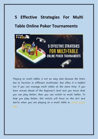 5 Effective Strategies For Multi Table Online Poke