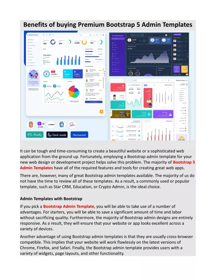 benefits of buying premium bootstrap 5 admin