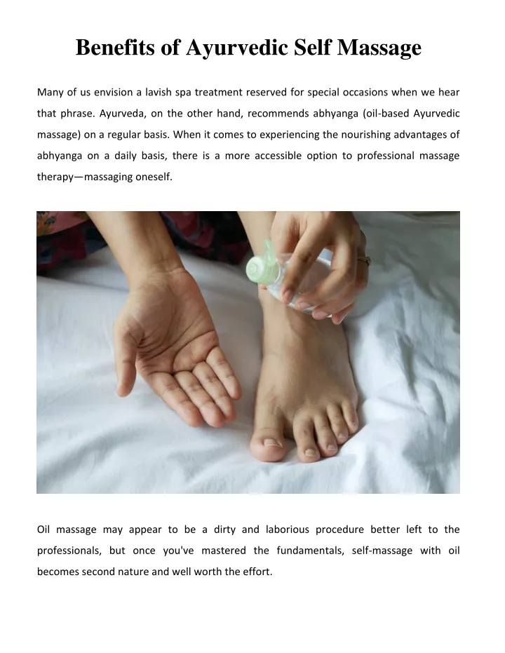 Ppt Benefits Of Ayurvedic Self Massage Powerpoint Presentation Free Download Id10976676