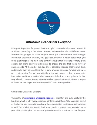 ultrasonic cleaners for everyone