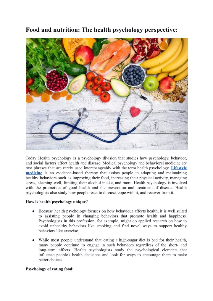food and nutrition the health psychology