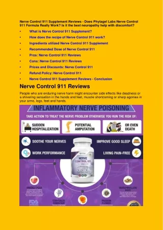 Nerve Control 911 Reviews Scientific Evidence for Nerve Control 911