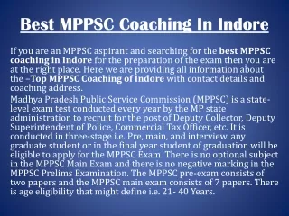 Best MPPSC Coaching In Indore