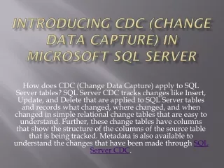 Introducing CDC (Change Data Capture) in Microsoft SQL Server