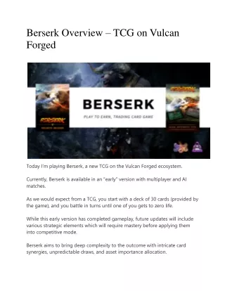 Berserk Overview – TCG on Vulcan Forged