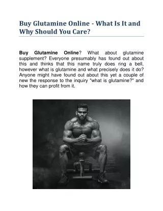 Buy Glutamine Online - What about glutamine supplement?