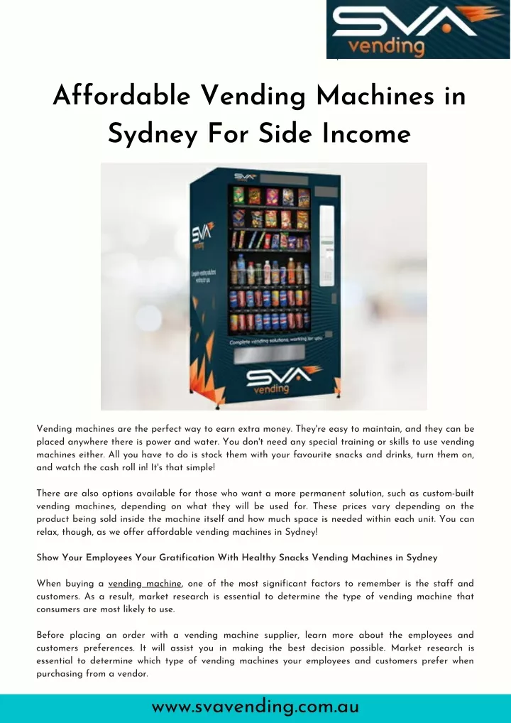 affordable vending machines in sydney for side