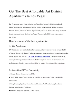 Las Vegas Art District Apartment