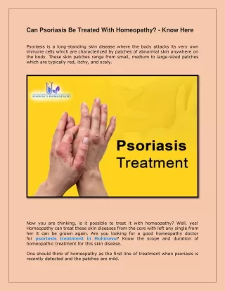 can psoriasis be treated with homeopathy know here