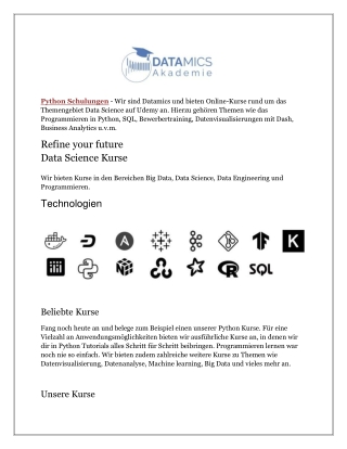 python schulungen wir sind datamics und bieten