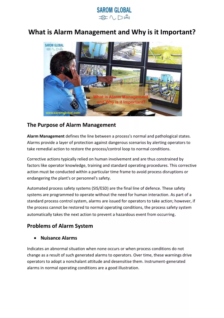 what is alarm management and why is it important