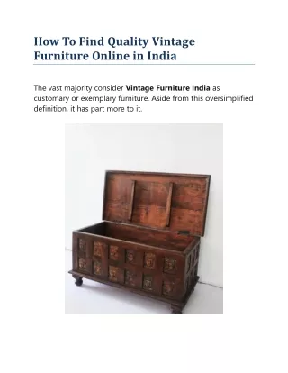How To Find Quality Vintage Furniture Online in India