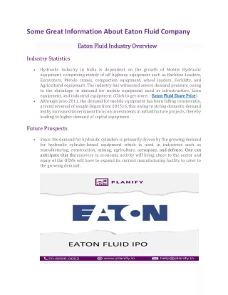 some great information about eaton fluid company