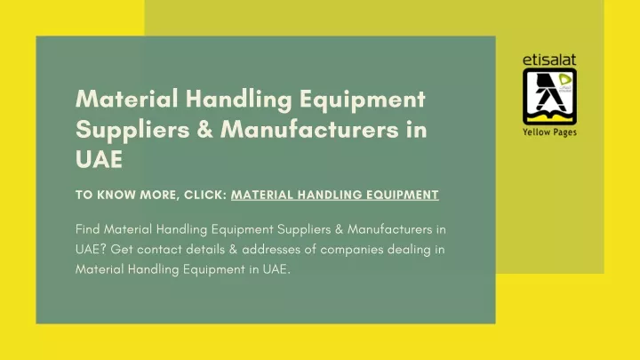 material handling equipment suppliers