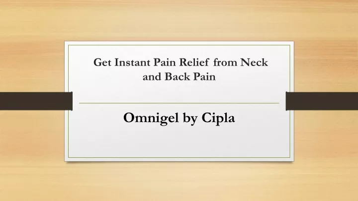 get instant pain relief from neck and back pain