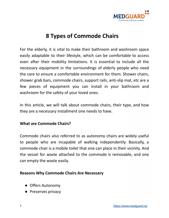 8 types of commode chairs