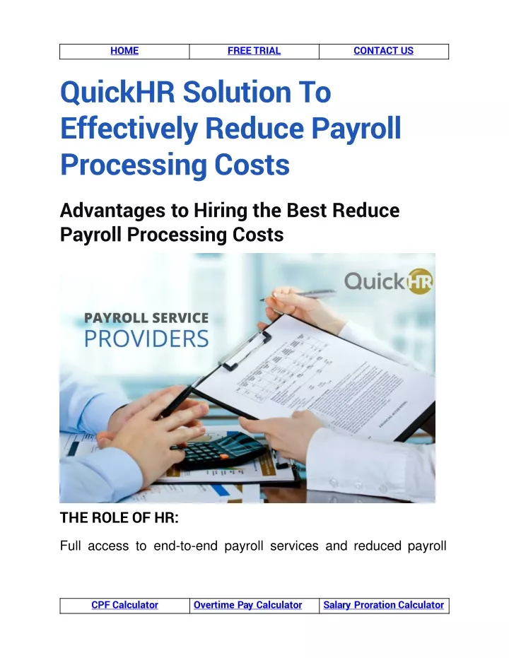 quickhr solution to effectively reduce payroll processing costs