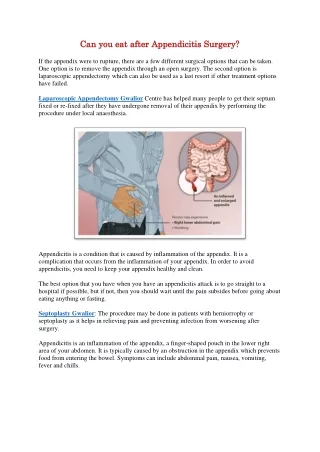 can you eat after can you eat after a appendicitis