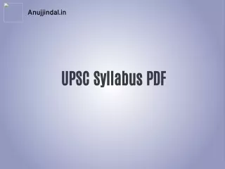 UPSC Syllabus PDF