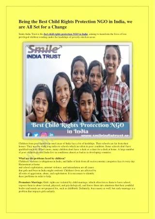 Being the Best Child Rights Protection NGO in India, we are All Set for a Change