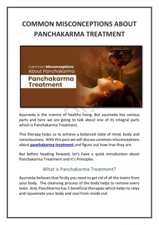 common misconceptions about panchakarma treatment