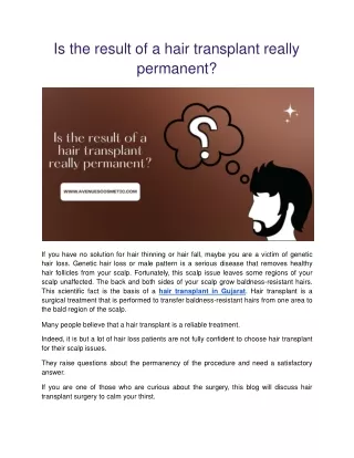 Is the result of a hair transplant really permanent