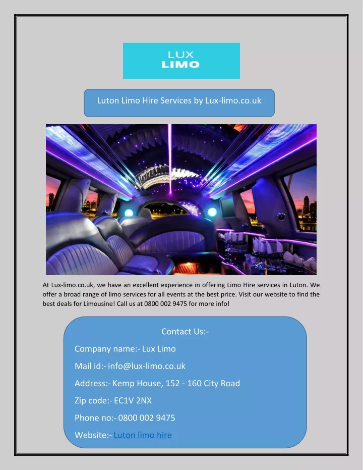 luton limo hire services by lux limo co uk