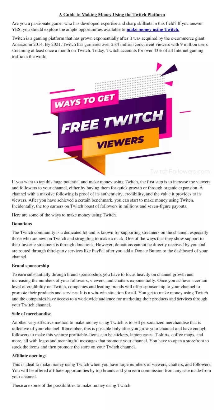 a guide to making money using the twitch platform