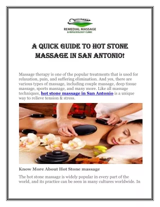 Get Hot Stone Massage In San Antonio | Massage Natural Clinic