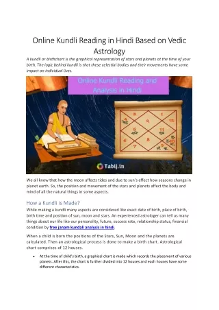 online kundli reading in hindi based on vedic