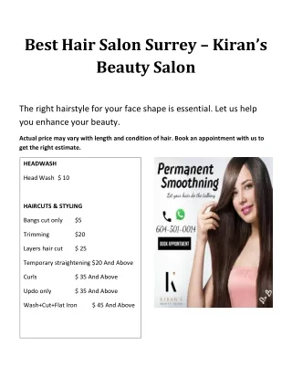 Best Hair Salon Surrey