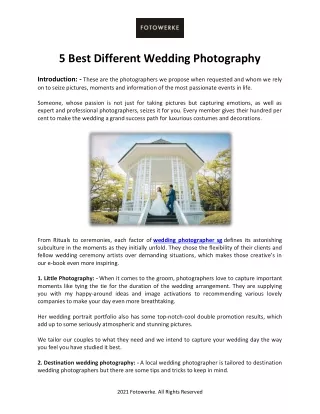 5 Best Different Wedding Photography