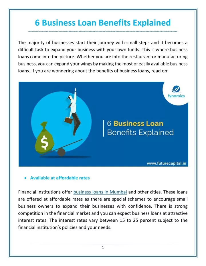 6 business loan benefits explained